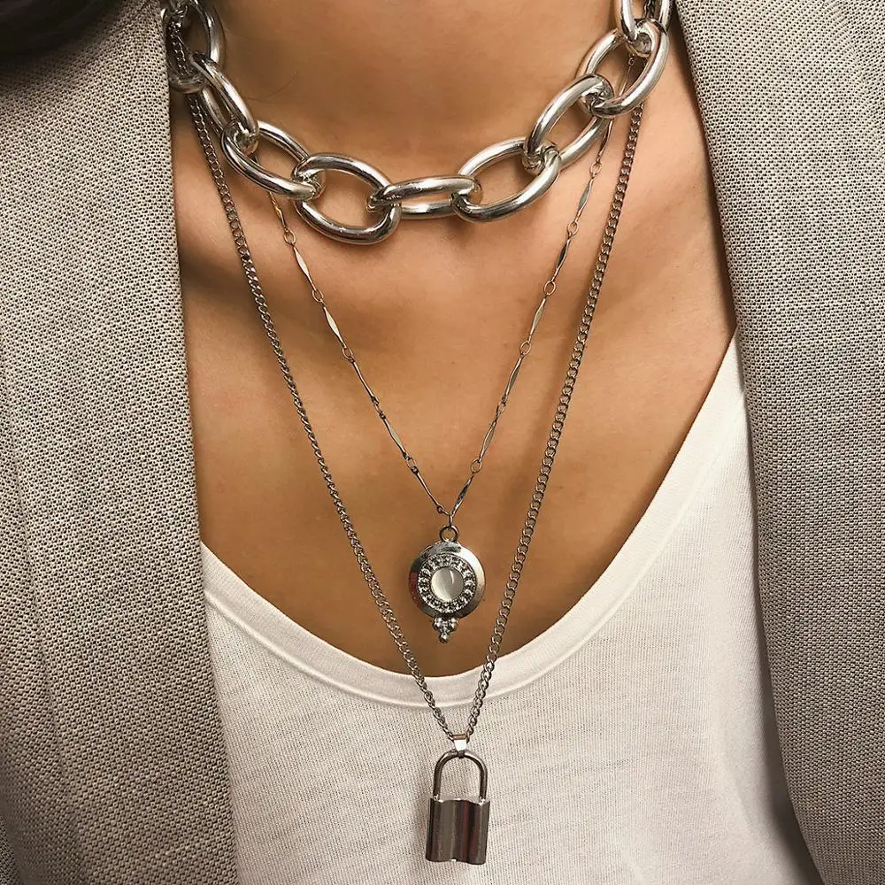 Buy Lock Key Pendant Necklace Statement Simple Rock Punk Hip