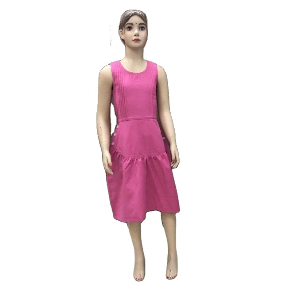Customized Logo Good Quality School Uniforms for Saudi Arabia Girls Sleeveless Frock Dress