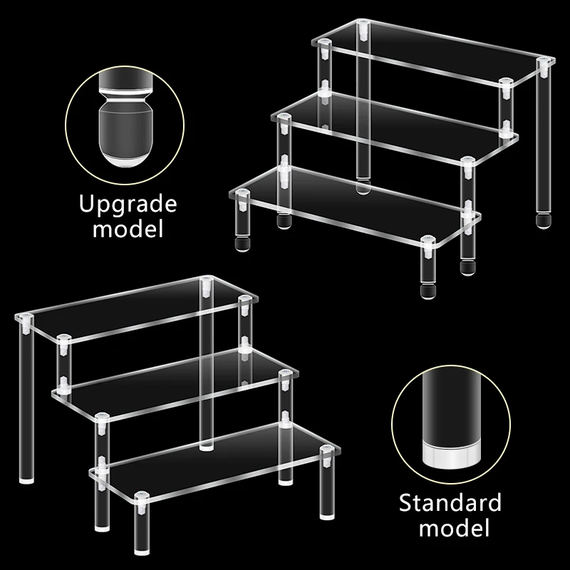 Multi Layer Clear Acrylic Display Stand with Round Foot Riser Portable for Figures Jewelry Perfume & Stairs Display