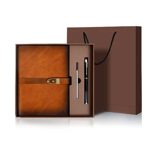 Support Logo Customization Genuine Leather A5 Diary Journal Notebook Gift Box Set with Pen
