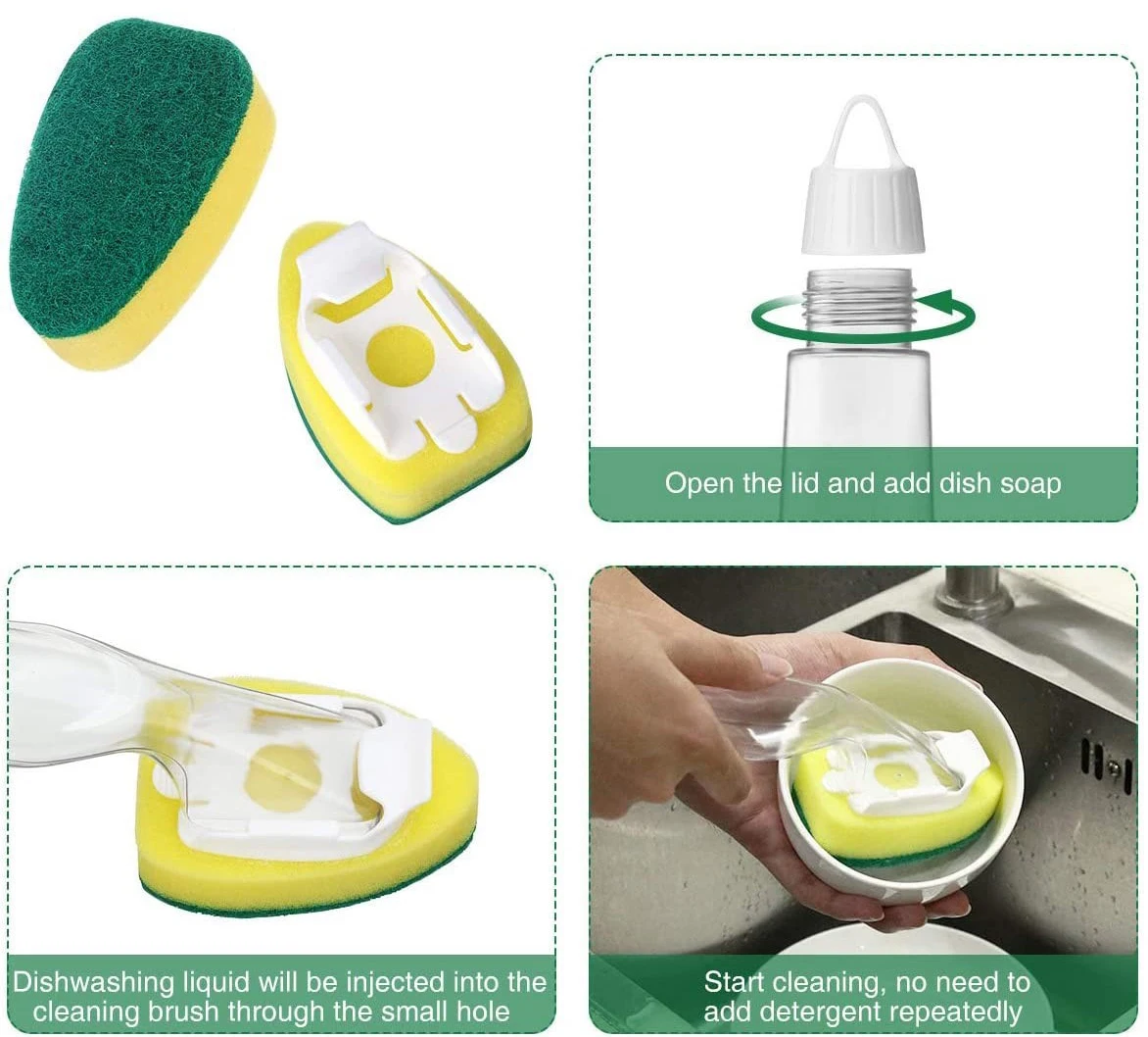 Replaceable Curing Pad Sponge Kitchen Supplies Dish Brush With Soap