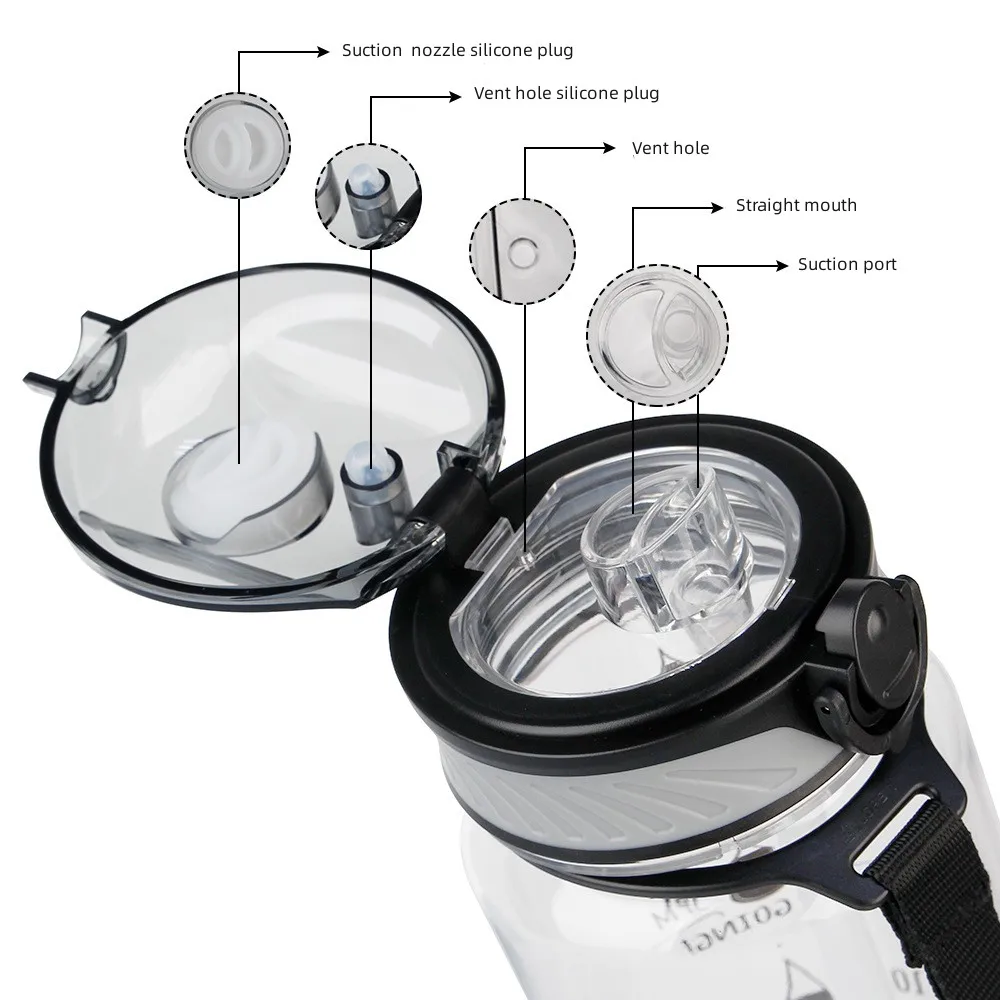 1l Large Capacity Sports Water Bottle Portable Clear Scale Space Cup