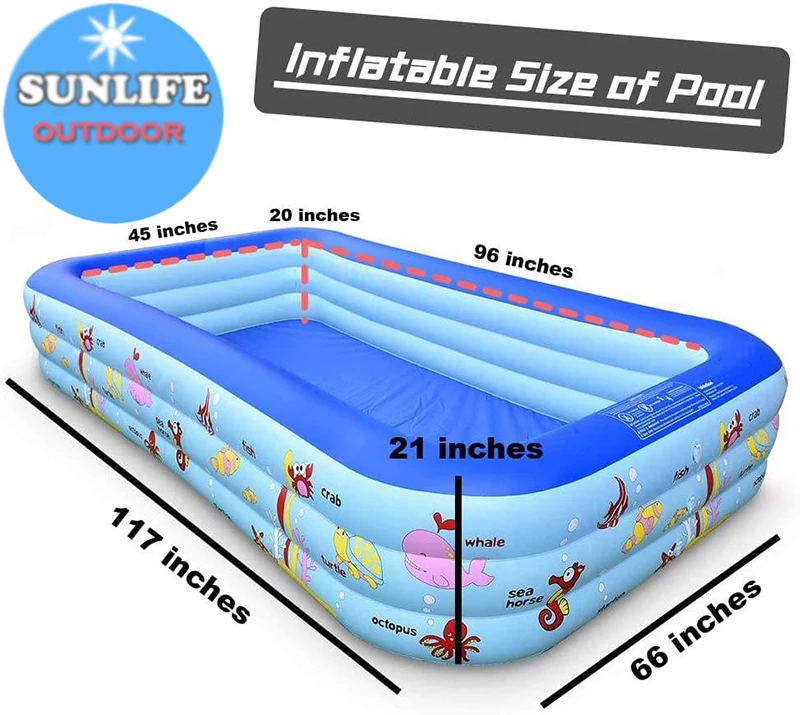 Family Kids Inflatable Swimming Pool,1.3~3m Long Inflatable Pool For ...