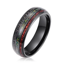 Luxury Jewelry Men Rings 6MM Width Red and Black Meteorites Synthetic Opal Tungsten Ring Tungsten Ring Men Fashion Jewelry