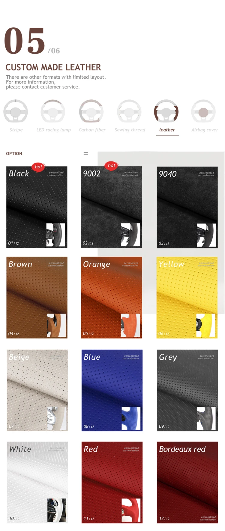 Custom Alcantar Leather Carbon Fiber Racing Led Steering Wheel For