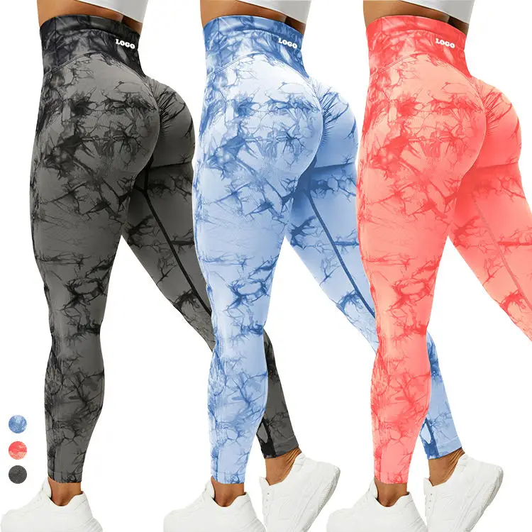 Marble Soft Seamless Scrunch Butt Leggings Butt Lifting Tie Dye Soft ...