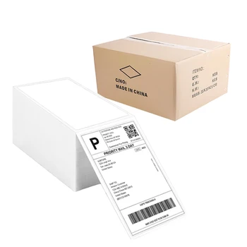 Factory Price 500pcs Per Stack Thermal Sticker Adhesive Paper 100*150mm Perforated Blank Oil Proof Shipping Labels for Label