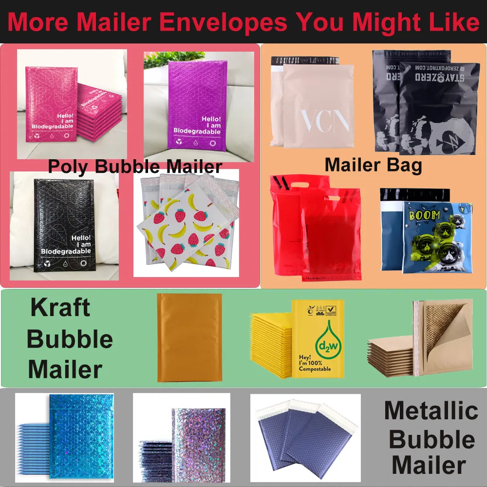 Custom Eco Friendly Padded Bubble Envelopes Holographic Metallic Bubble Mailer Shipping Bag Poly Bubble Padded Envelopes Mailer