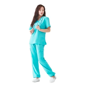 Custom Logo OEM Breathable Medical Scrubs Woven Hospital Uniforms for Nurses Doctors & Dental Professionals-Unisex