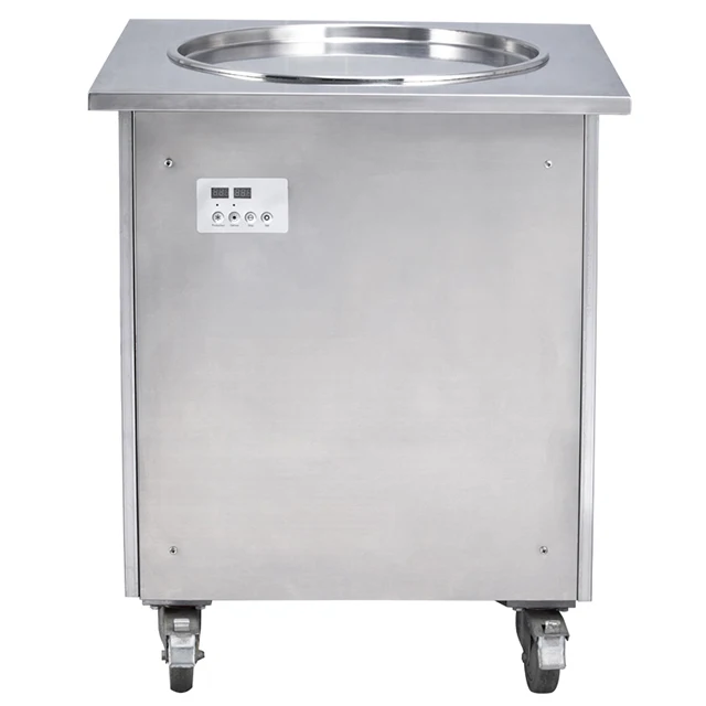 Freezing Cold Plate Ice Cream Machine Single Round Pan Thailand Fry Roll Ice Cream Machine Fried Yogurt Ice Cream Roll Machine