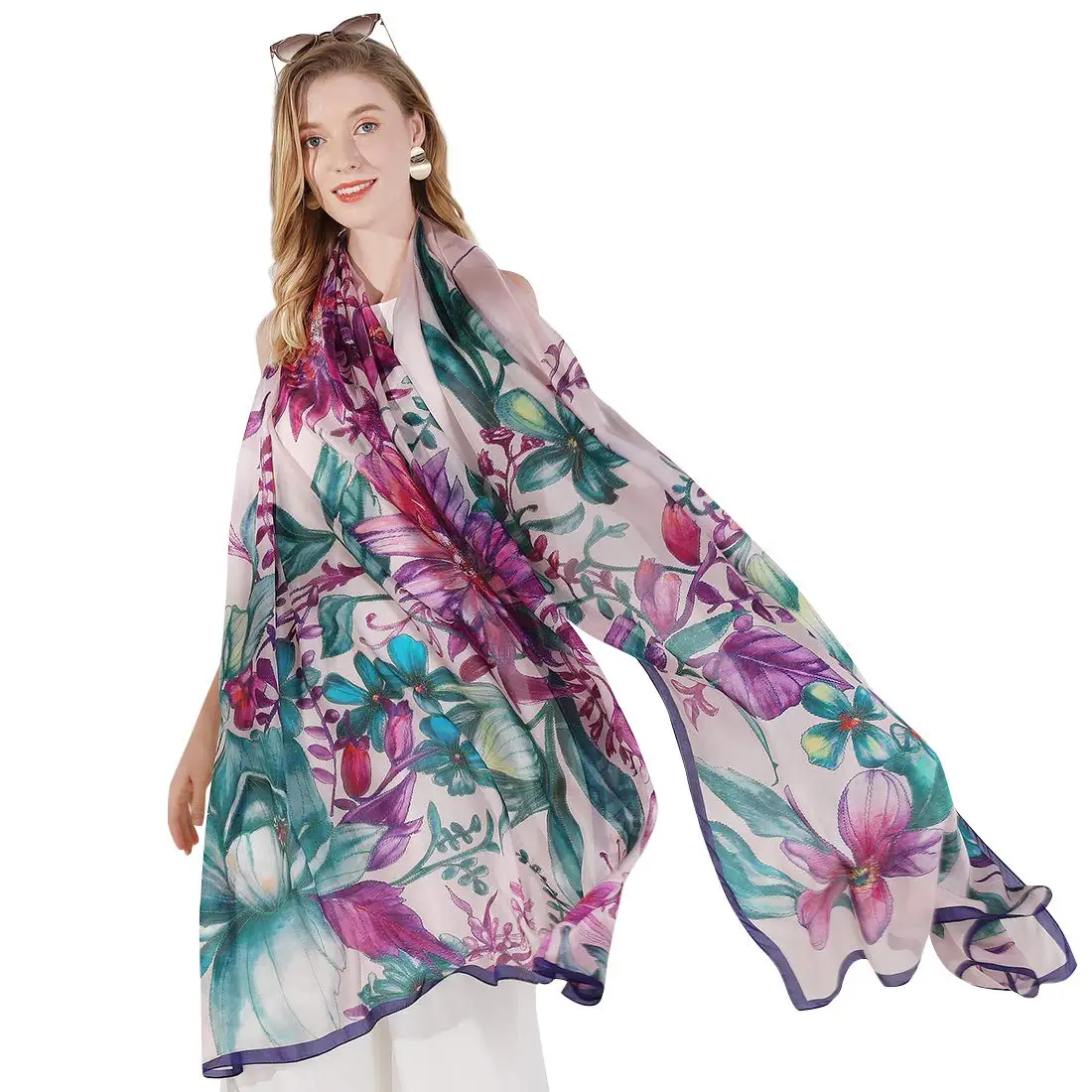 Shop Wholesale 100% Pure Silk Shawl Scarf Foulard for Lady