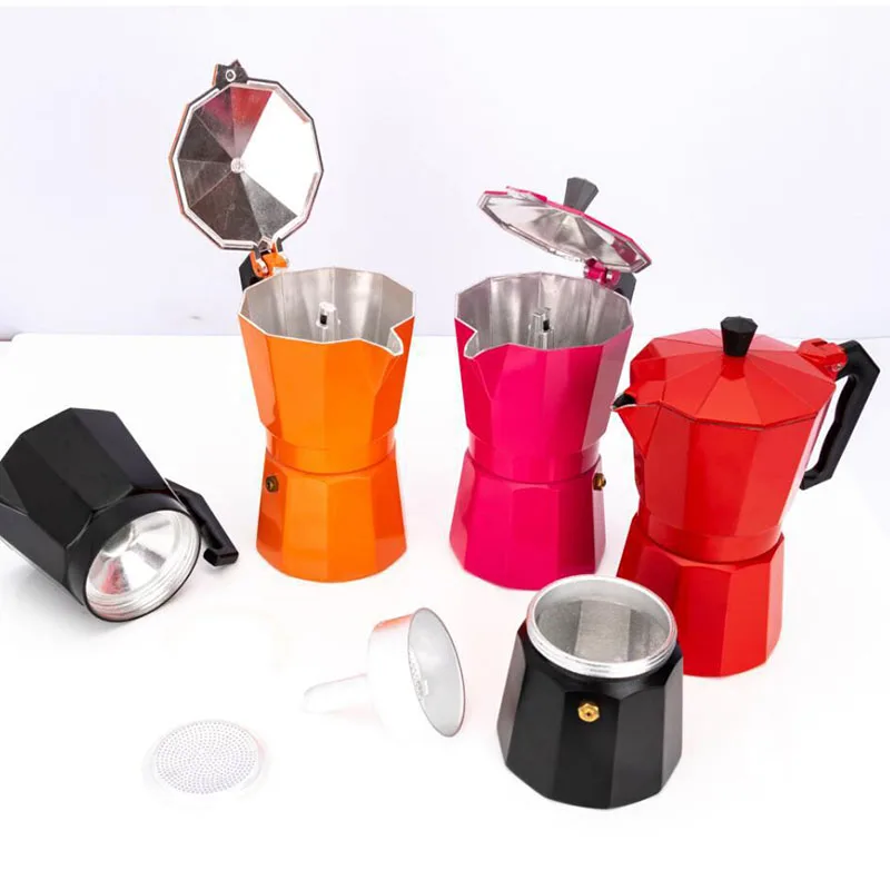 Moka Coffee Pot Espresso Latte Percolator Stove Coffee Maker Espresso Pot  Italian Coffee Machine 50/300/450ml Aluminum