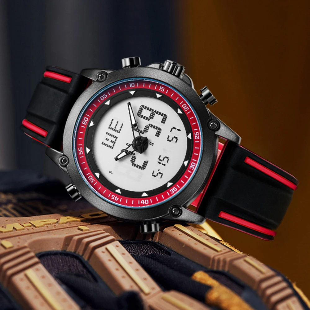 SINOBI Reloj de pulsera de moda para hombres Relojes de pulsera Digital  Sport Quartz Watch Boys Colorful Dual Time Relojes digitales de silicona