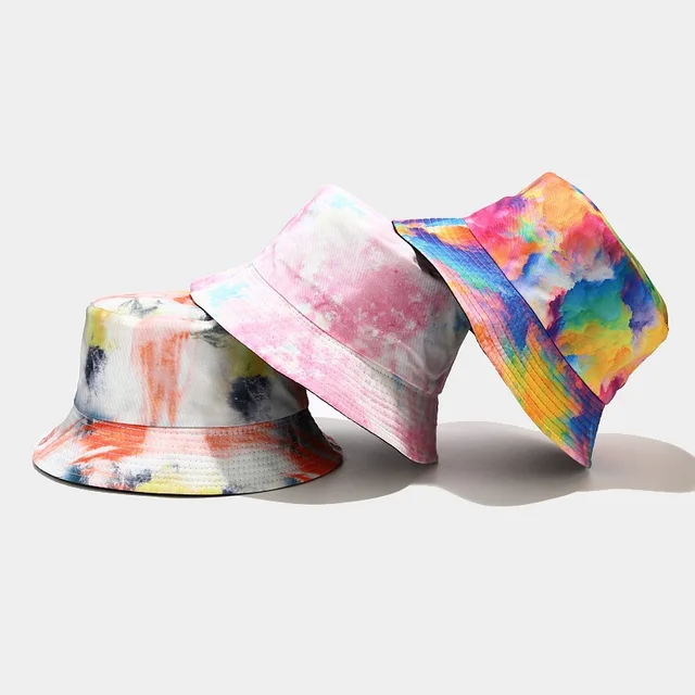 Wholesale Fashion Tie Dye Fisherman Hat Outdoor Double-sided Reversible Bucket Hat Custom High Quality