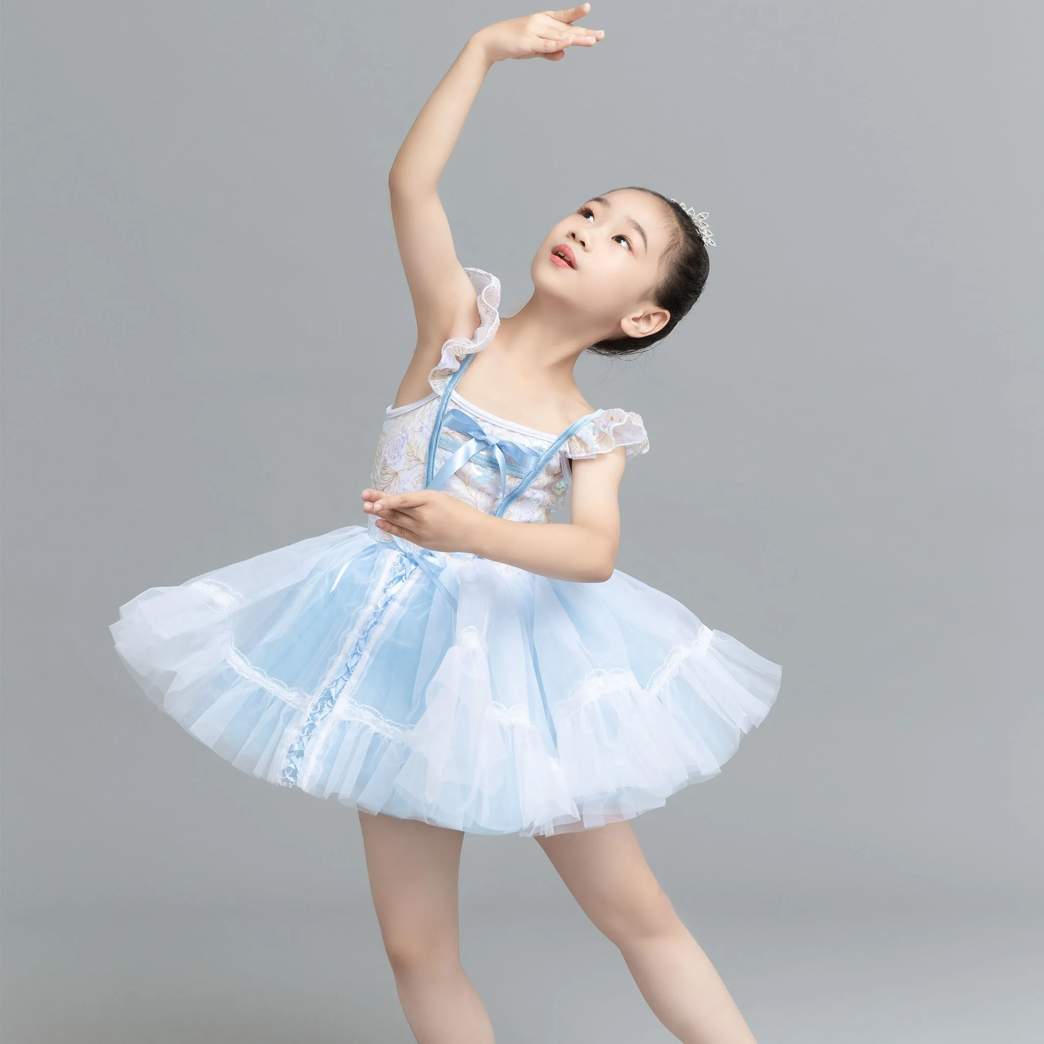 Lovely Girl Princess Dress Flower Sequin Ballet Dance Dress Professional Stage Performance Dance Wear
