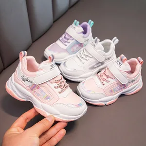 New Arrival Single Mesh Lace up Walking Style Kids' Sport Shoes Breathable Walking Shoes Pink Color Kids Shoes