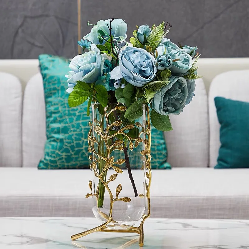 Branches Shape Nordic Style Small Glass Gold Vase Minimalist Decor