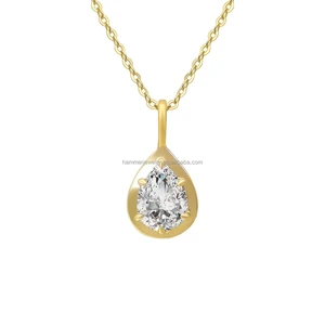 Teardrop Pendant Necklace for Women 1.25 Carat Pear Shape Moissanite Pendant Necklace in 14K Yellow Gold