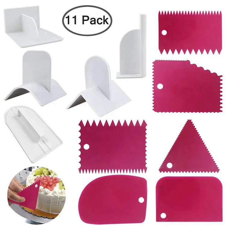 Cheers US 4Pcs/Set Acrylic Cake Scraper Comb Cake Edge Smoother Clear Icing  Tool 11 Patterns for Decorating Cake Shape - Walmart.com