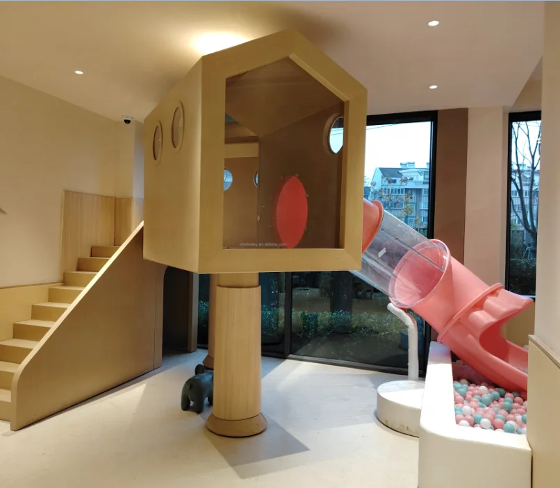 Eibele Hot Sale Kindertag sttte Kinder Baumhaus Indoor Holz Spiel Loft  Lucky Clover Holz Indoor Spielplatz Spielhaus