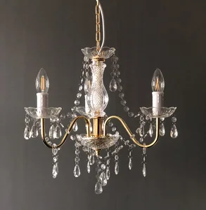 3 Light Gold Coloured Gypsy Plastic Acrylic Mini Chandelier Ceiling Lights for Home