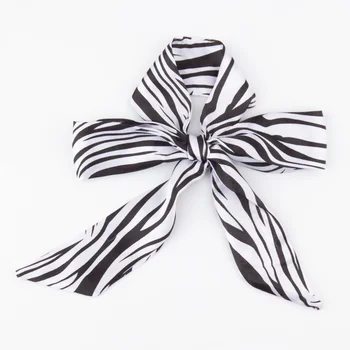 Women Light Satin Polyester Bag Scarfs Custom Zebra Silk Scarf With Fashion Print 90*4Cm Small Soft Thin Head Scarves