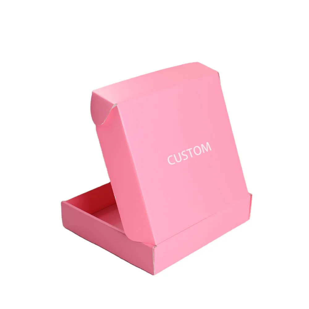 product custom pink corrugated cardboard folding mailer box for cosmetics for lipstick packaging with embossing handling-3