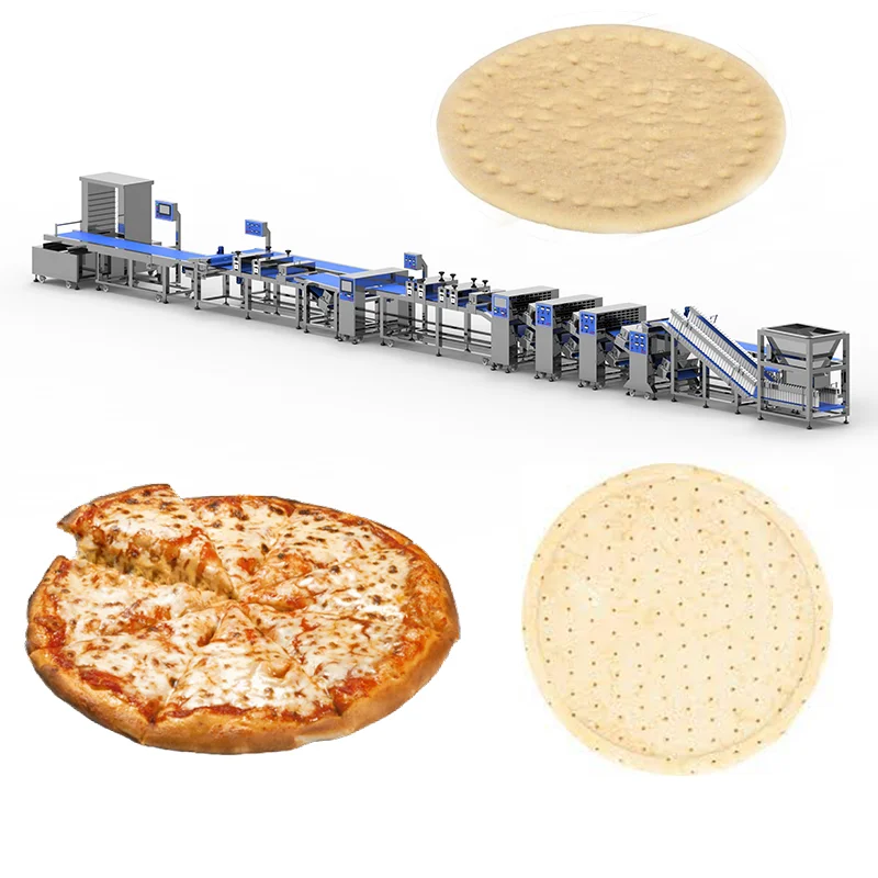 Linea di prodotti certificata CE per la linea di lavorazione della pizza per la linea di produzione di basi per pizza industriale della fabbrica di pizza surgelata