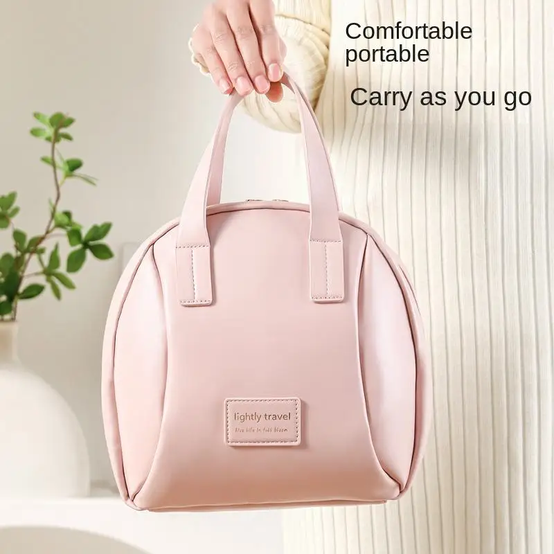 Stylish Fashion Women's PU Double Handle Letter Cosmetic Bag Zipper Large Capacity Skincare Toiletries Travel Storage Organizer