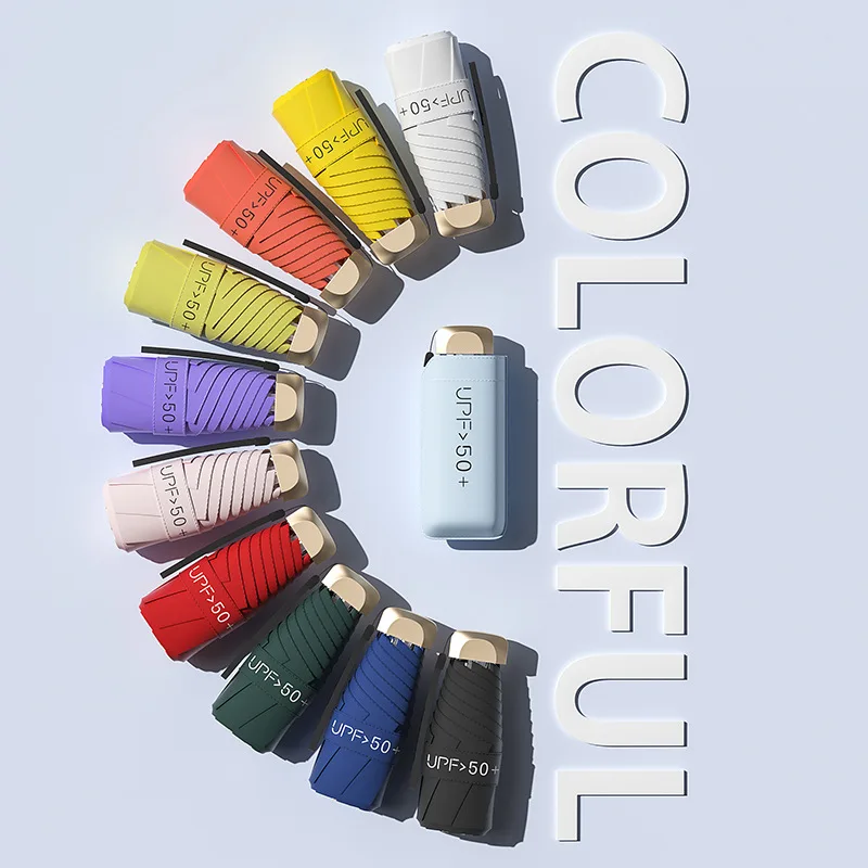 Custom Logo Printing Wholesale Polyester Pongee Travel Windproof Branded UV Mini Pocket Umbrellas