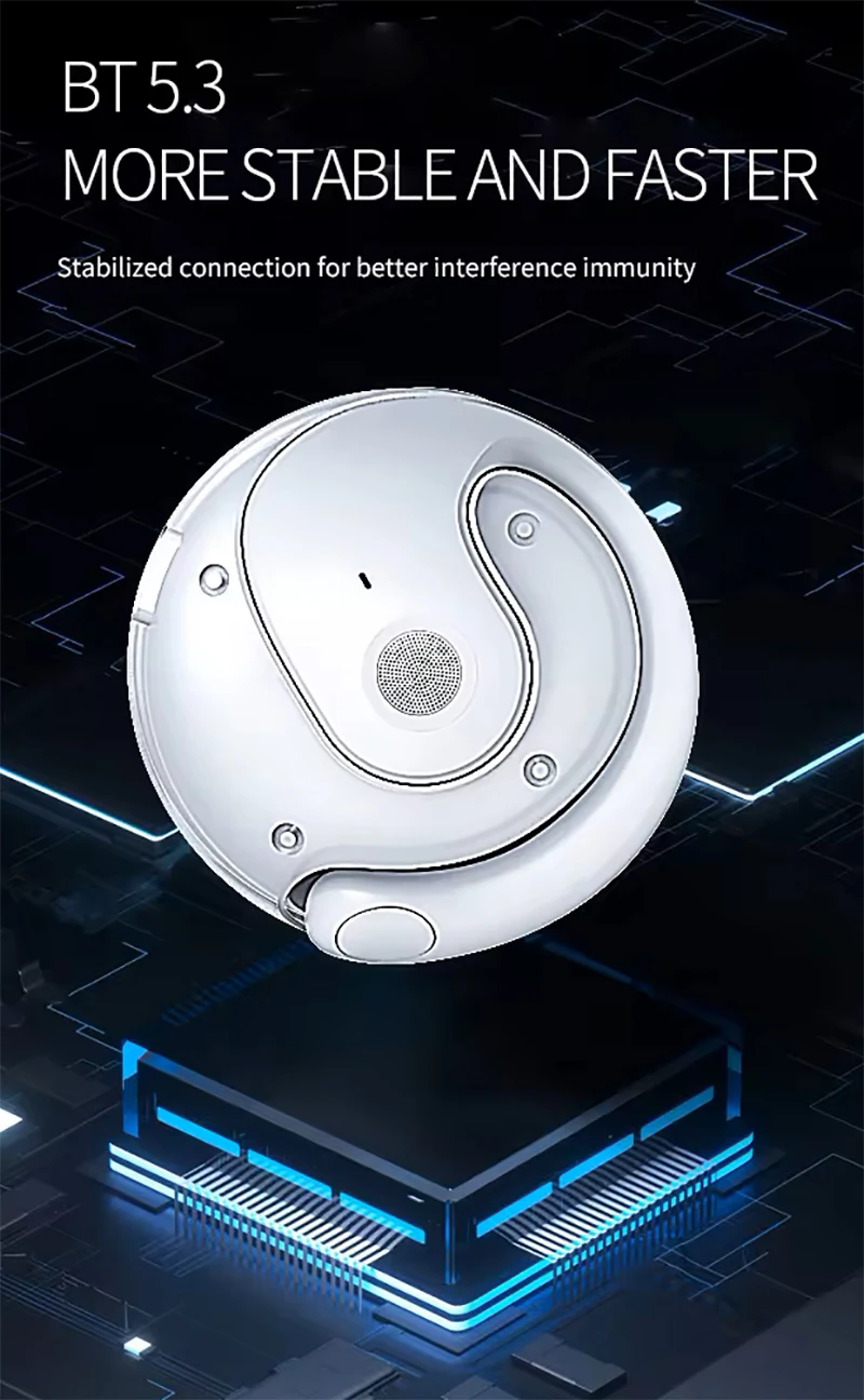 True Wireless Over-Ear Headsets LED Battery Indicator Noise Reduction FM Radio Mini Stereo Earphones Gaming Sports Waterproof