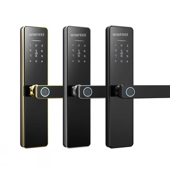 Serrure Connectée WINFREE HC-02Y Pour Porte Coulissante – Contrôle Par App Tuya, Wi-Fi/Bluetooth, Argent.