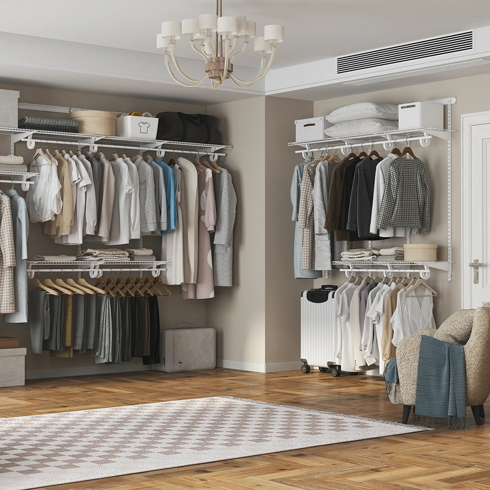 Room Wall Closets System Organizers Metal Wire Shelving System Wardrobe  Shelf Hanging Closet for Bedroom