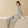 broadcloth two piece 100% silk sleepwear short sleeve pajama set Bridesmaids Bridal sleepwear silk NO 7