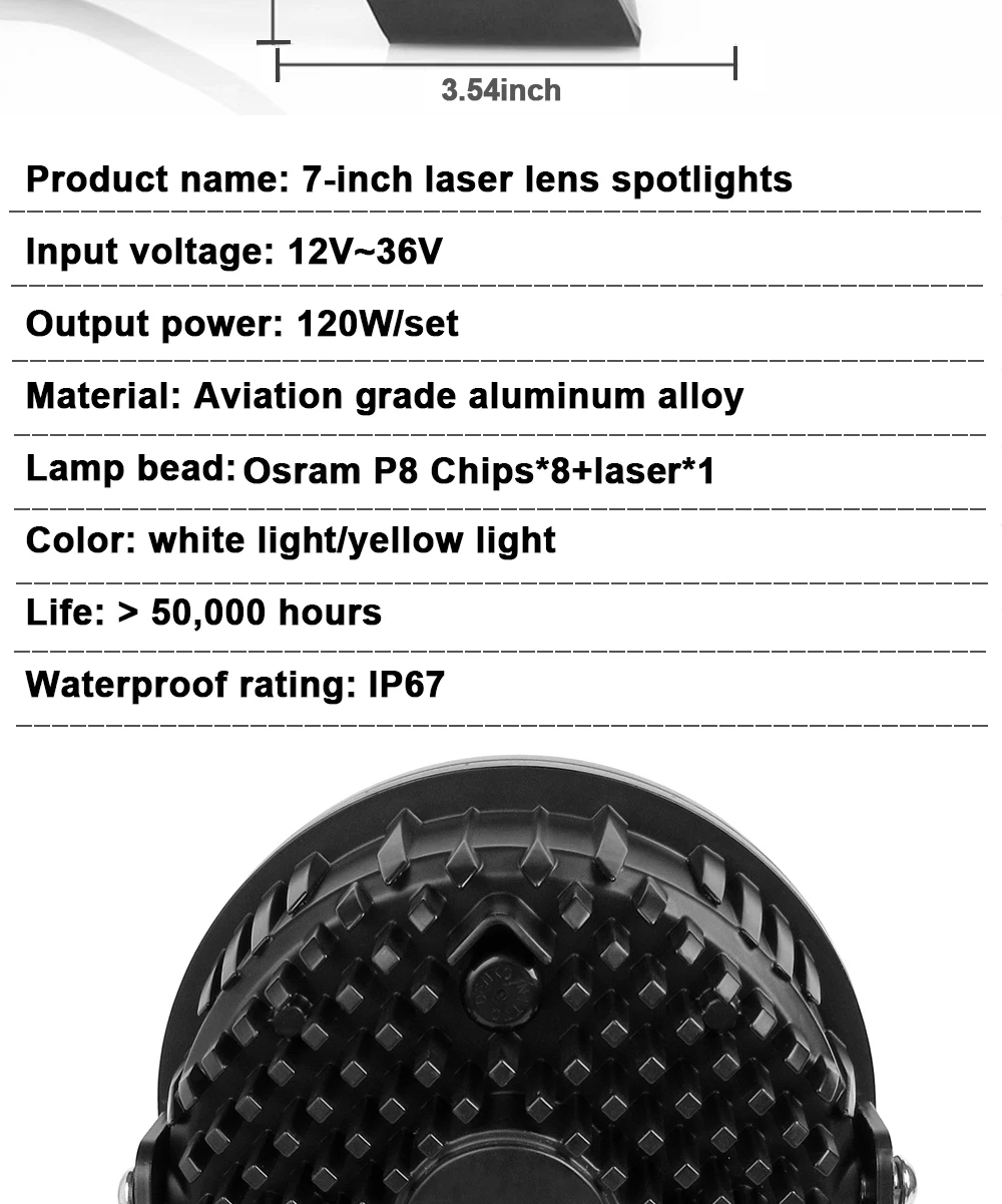 TECH-KING 7 inch led headlight 12V24V Super bright white car SUV ATV truck boats wrangler LED laser lens work light spot lights