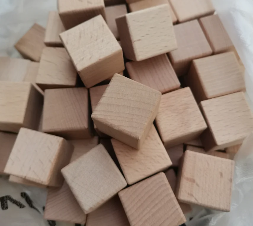 Customizable Size DIY Photo Blocks Natural Wood Educational Cubes for Arts and Crafts Dice and Building Blocks Stamp Category
