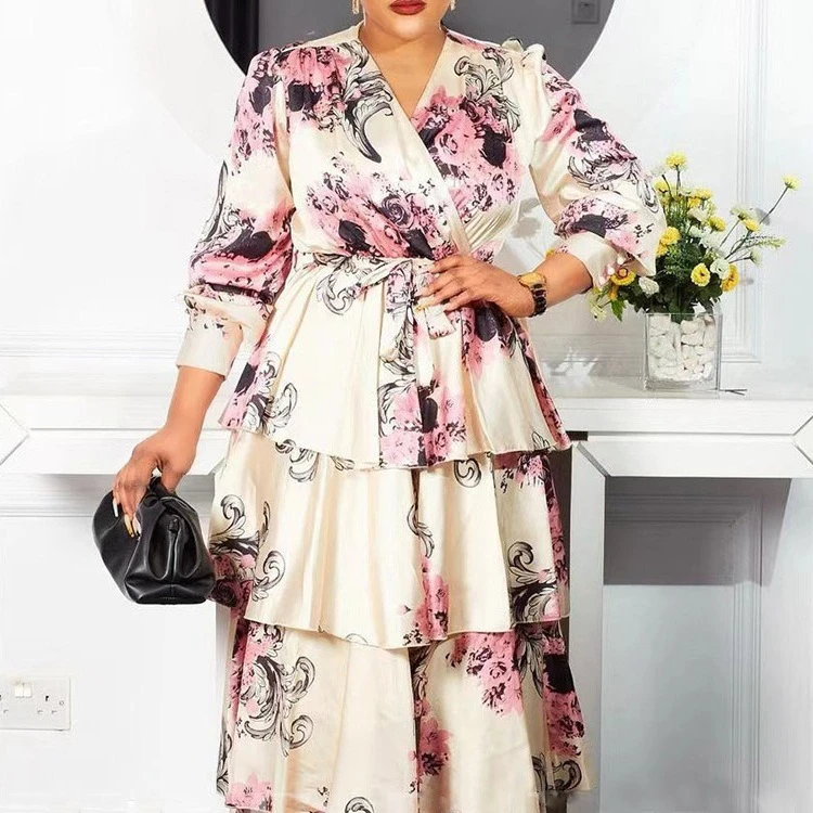 Shop Our Latest Floral Chiffon Long Dress with Long Sleeves