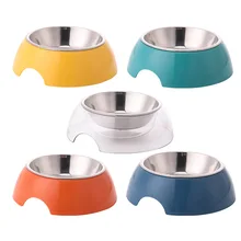 Food Water Feeding Double Bowls Dog Bowl With Stainless Steel Dog Double Bowls Plastic for Cat Puppy