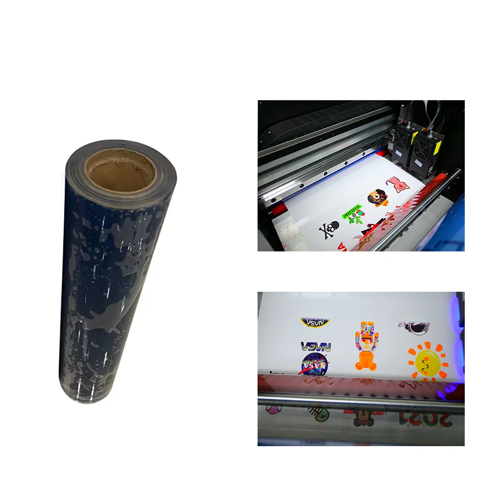 High Quality 30cmx 100m White Clear Roll UV Dtf AB Film for UV Dtf Printer Laminate Sticker factory