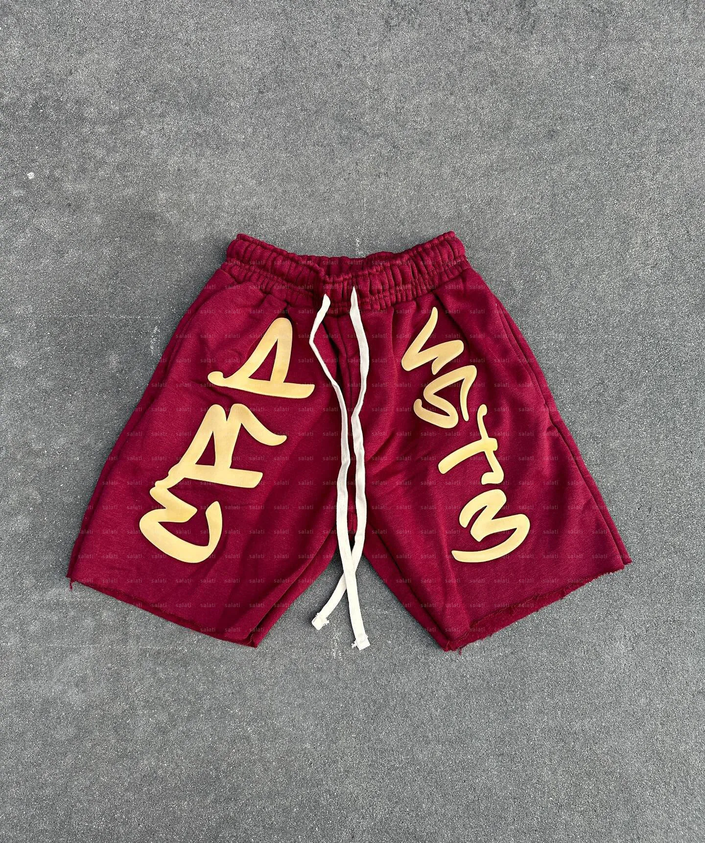 Custom Summer Sweat Shorts Raw Hem Cotton Rhinestone Puff Printed Sun Faded Acid Wash Streetwear Shorts for Men gallery 10