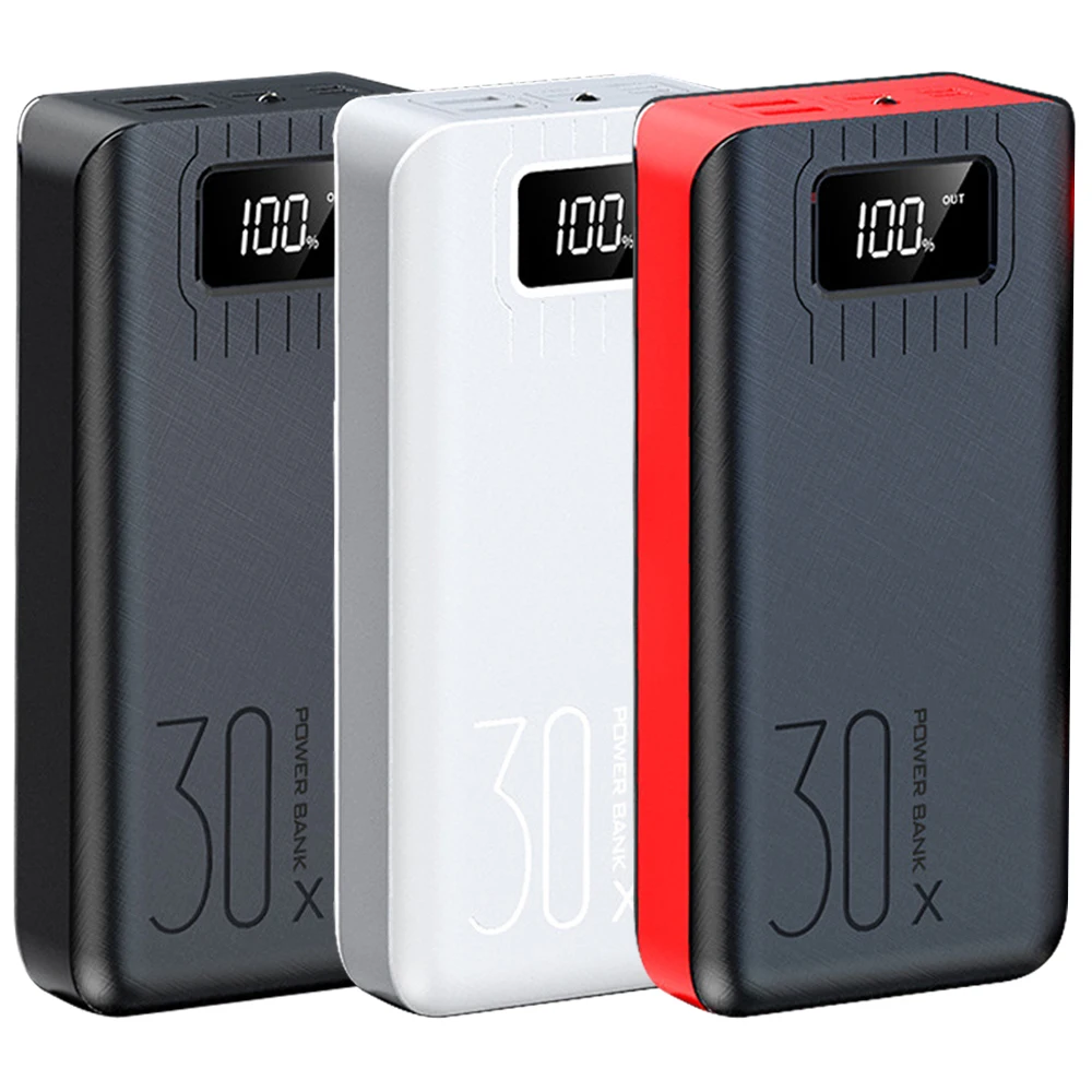 30000mAh Power Bank External Battery Pack LCD Screen Display Portable Dual USB Ports Phone Charger for SmartPhone