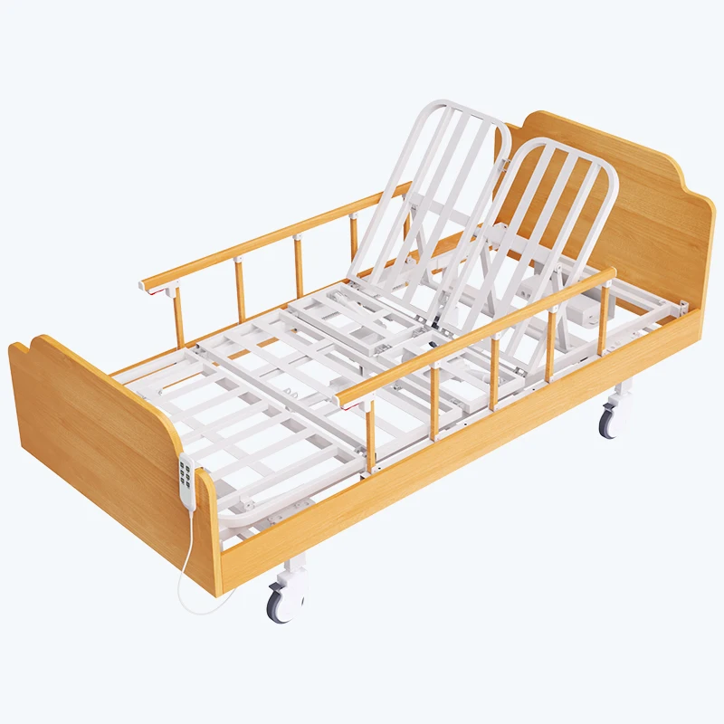 Elderly Home Care Wood Nursing Beds 2 Function Electric Hospital Bed