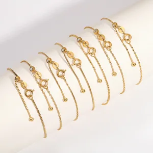 14K Gold Plated Dainty Stackable Paperclip Cuban Link Chain Simple Cute Cuff Bracelets Jewelry Set Adjustable 7"+2" Unisex