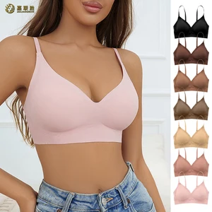Ladymate ODM/OEM Sutia Sem Fio Sem Costura Para Mujer Wireless Soft Sleep Top Padded Chest Seamless Jelly Sport Bra for Women