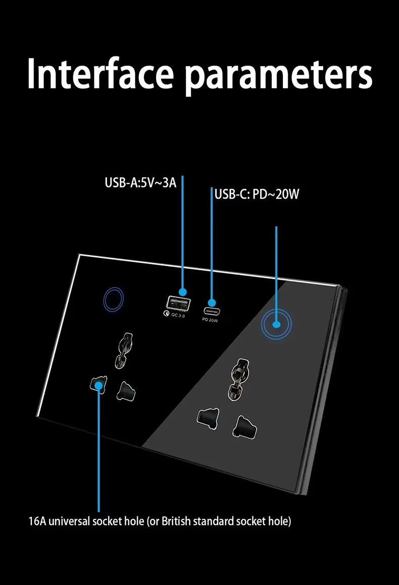 Smart Home Universal Wall Socket With USB Type-c Tuya 20A ZigBee Power Smart Socket Work With Alexa Google Home