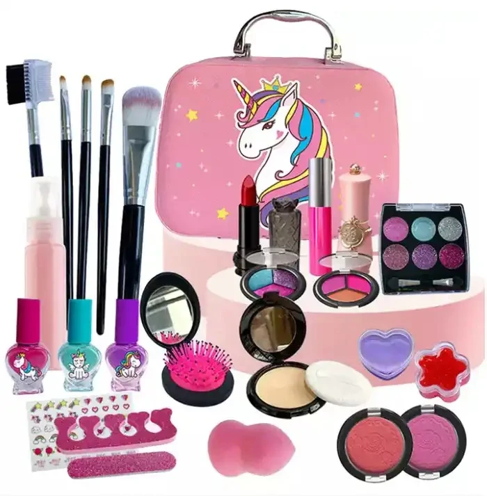 Girl Beauty Role Play Unicorn Cosmetics Plastic Toy Set Promotional Gift Educational Makeup for Kids