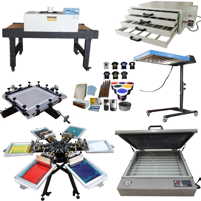6 Color Combo Full Complete Kits Silk Screen Printing Machine for Garment Factory Printing Cloth Textile