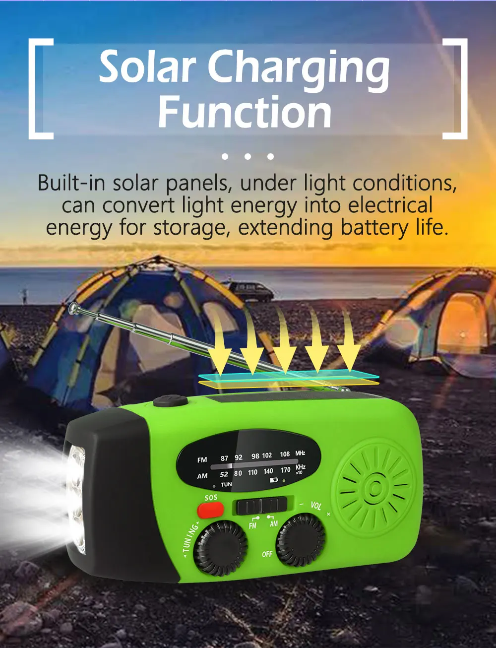Weather Radio Rechargeable Dynamo Charging Fm/am Sos Alarm Wind Up
