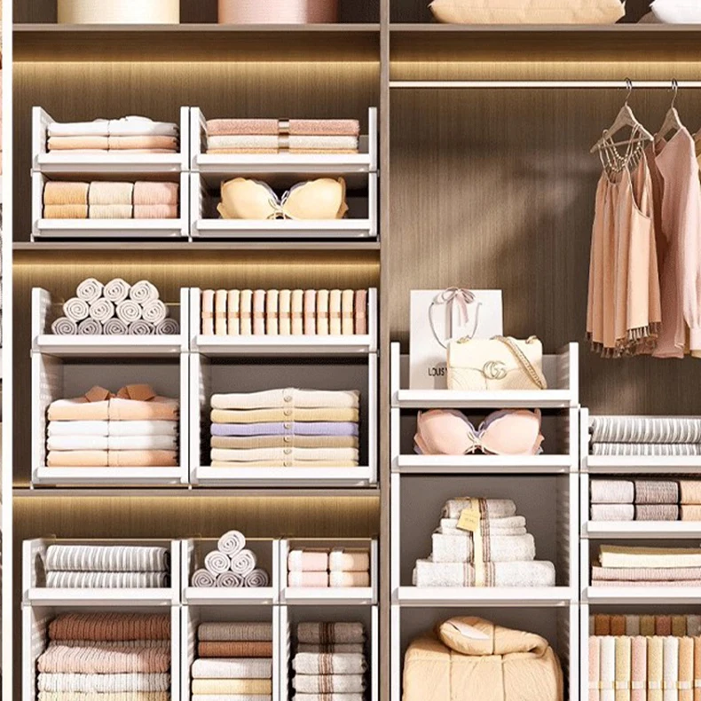 Stackable Plastic White Wardrobe Storage Basket Drawer Type Closet Storage Box for Clothing for Bathroom & Living Room manufacture