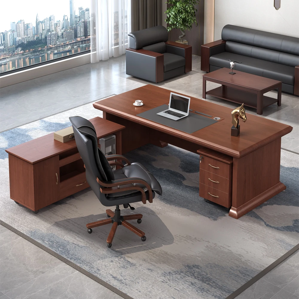 Modern Luxury Wooden Desk Office Table Boss Office Furniture Light Boss